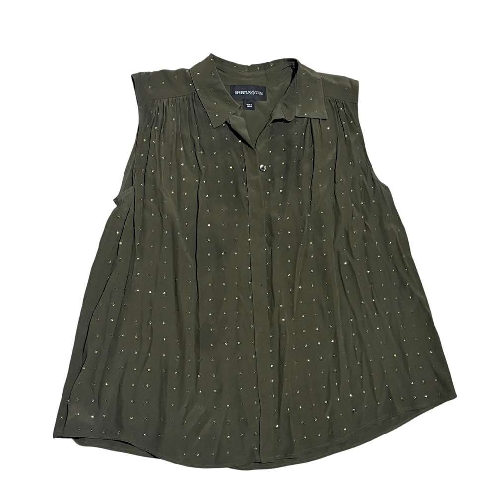 Sportmax Code Olive Green Studded Rhinestone Butt… - image 2